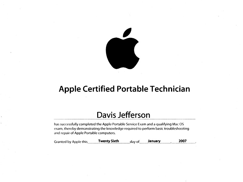  Apple Certified Portable Technician (ACPT) 